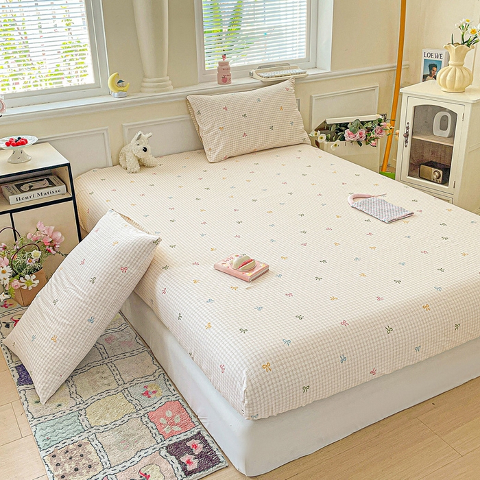 91家纺网 家纺一手货源 找家纺 卡普家居 2025新款全棉印花A版床笠 友谊结