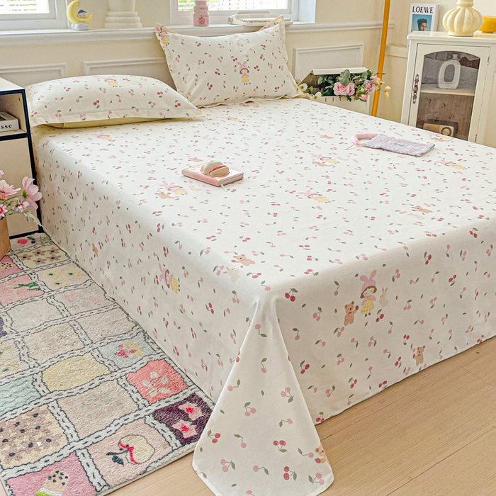 91家纺网 家纺一手货源 找家纺 卡普家居 2025新款全棉印花A版床单 花季少女