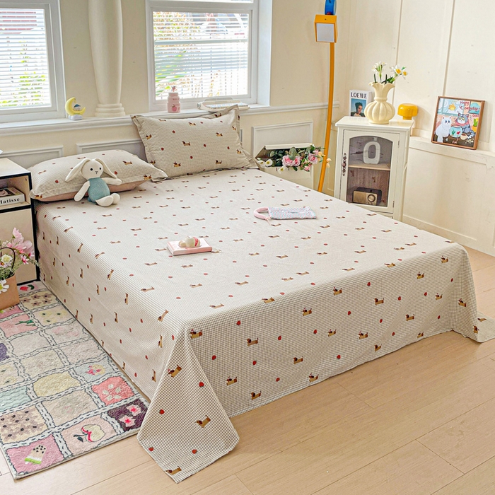 91家纺网 家纺一手货源 找家纺 卡普家居 2025新款全棉印花A版床单 快乐追梦