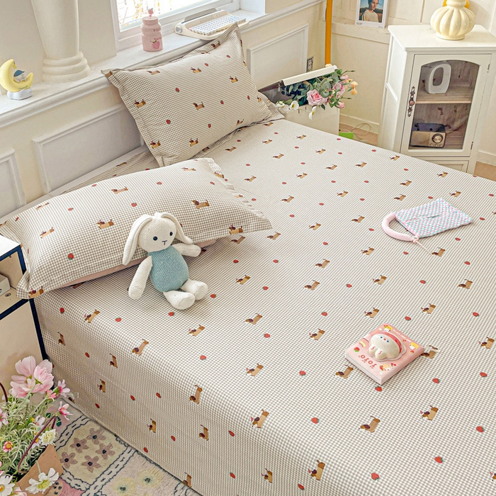 91家纺网 家纺一手货源 找家纺 卡普家居 2025新款全棉印花A版床单 快乐追梦