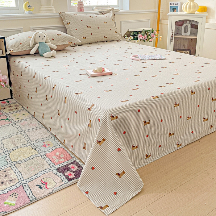 91家纺网 家纺一手货源 找家纺 卡普家居 2025新款全棉印花A版床单 快乐追梦