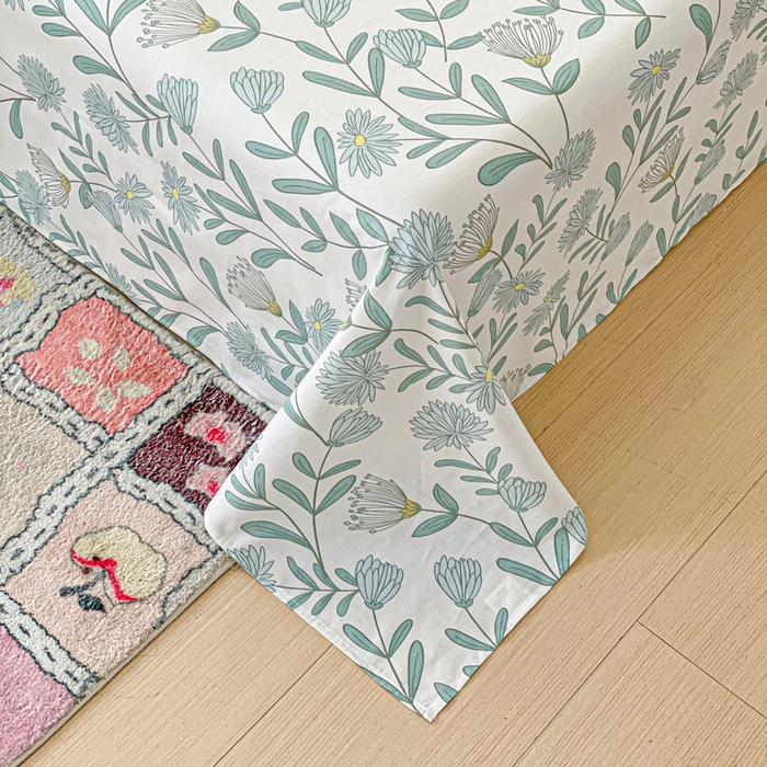 91家纺网 家纺一手货源 找家纺 卡普家居 2025新款全棉印花A版床单 蓝风铃