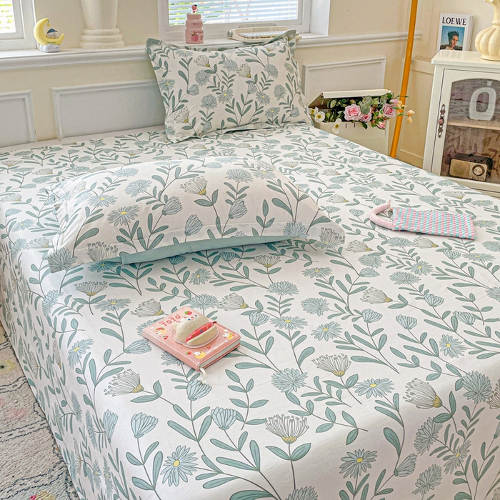 91家纺网 家纺一手货源 找家纺 卡普家居 2025新款全棉印花A版床单 蓝风铃