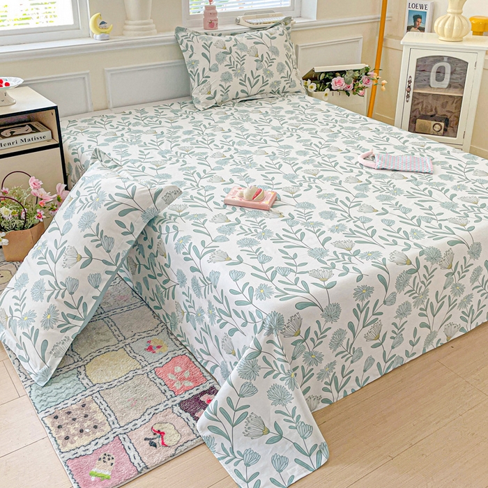 91家纺网 家纺一手货源 找家纺 卡普家居 2025新款全棉印花A版床单 蓝风铃