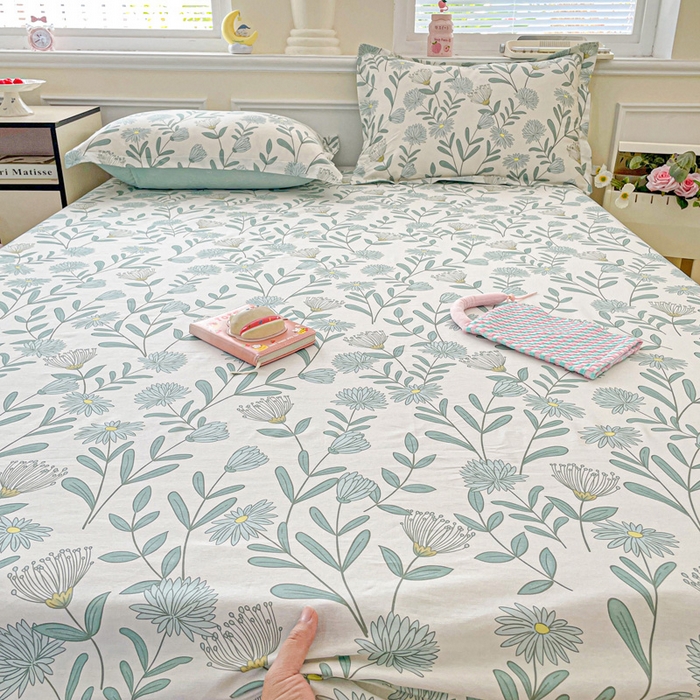 91家纺网 家纺一手货源 找家纺 卡普家居 2025新款全棉印花A版床单 蓝风铃