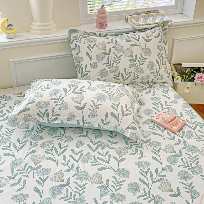 91家纺网 家纺一手货源 找家纺 卡普家居 2025新款全棉印花A版床单 蓝风铃