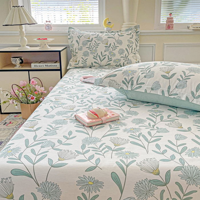 91家纺网 家纺一手货源 找家纺 卡普家居 2025新款全棉印花A版床单 蓝风铃