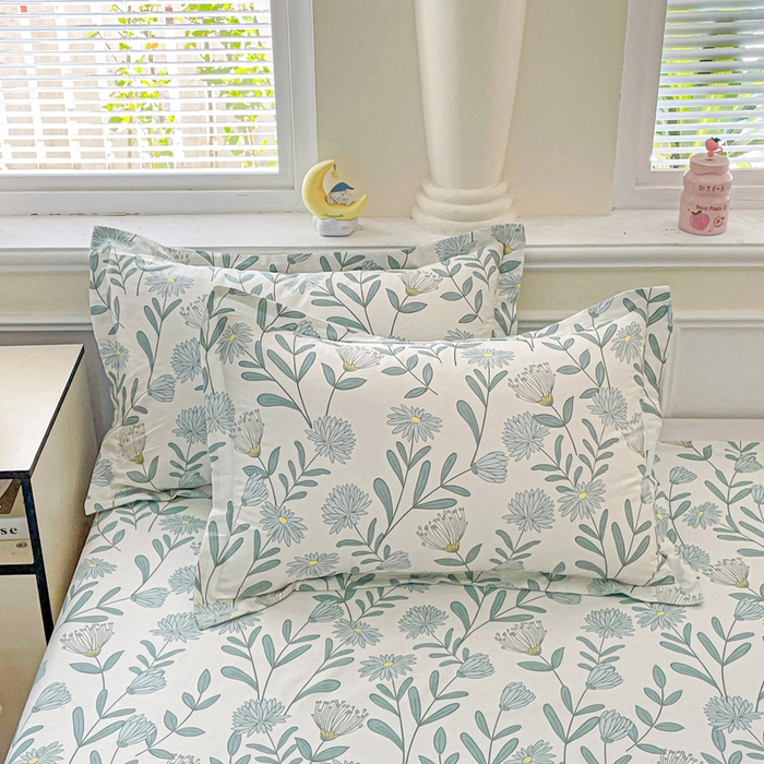 91家纺网 家纺一手货源 找家纺 卡普家居 2025新款全棉印花A版床单 蓝风铃