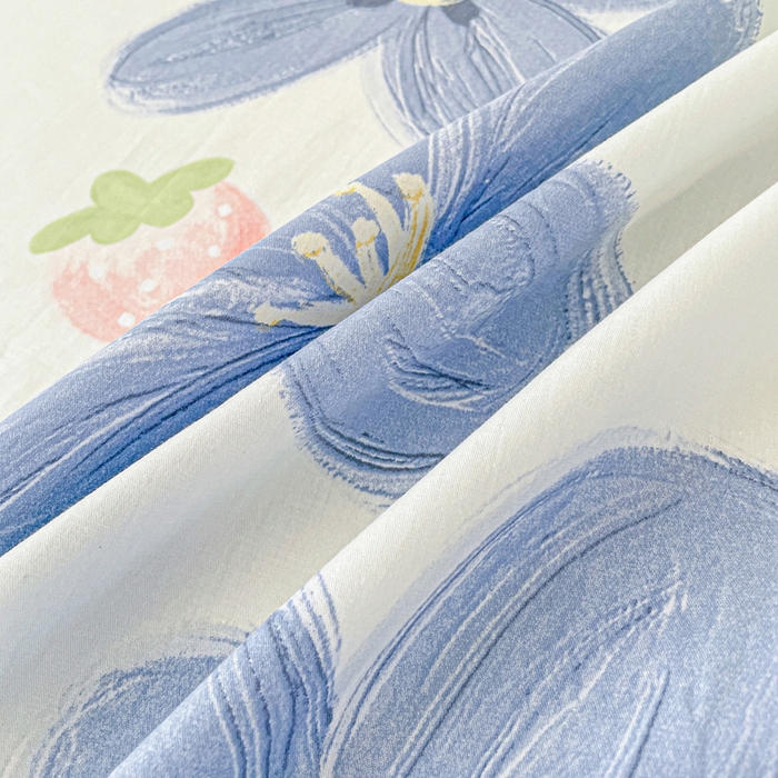 91家纺网 家纺一手货源 找家纺 卡普家居 2025新款全棉印花A版床单 蓝色甜心