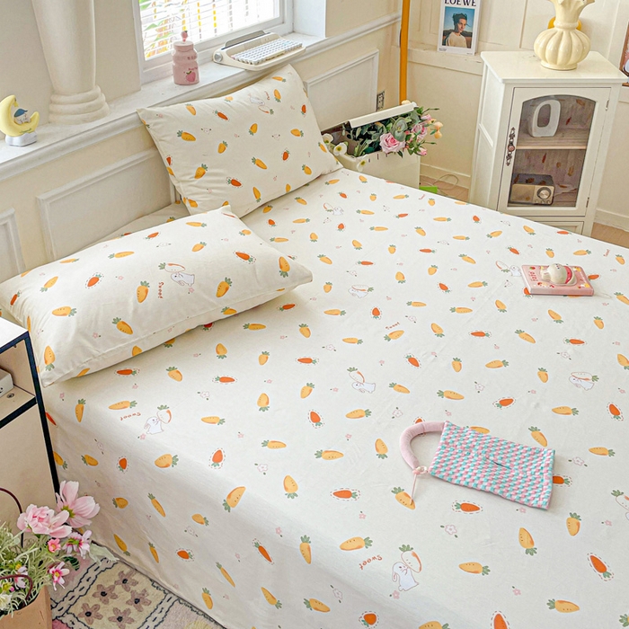 91家纺网 家纺一手货源 找家纺 卡普家居 2025新款全棉印花A版床单 萝卜蹲