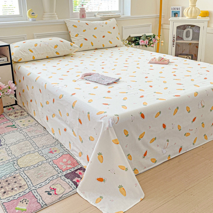 91家纺网 家纺一手货源 找家纺 卡普家居 2025新款全棉印花A版床单 萝卜蹲