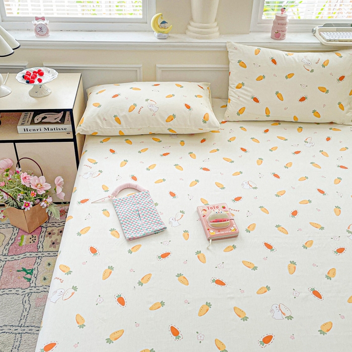 91家纺网 家纺一手货源 找家纺 卡普家居 2025新款全棉印花A版床单 萝卜蹲