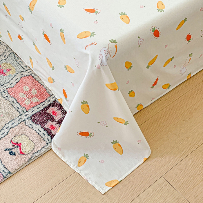 91家纺网 家纺一手货源 找家纺 卡普家居 2025新款全棉印花A版床单 萝卜蹲