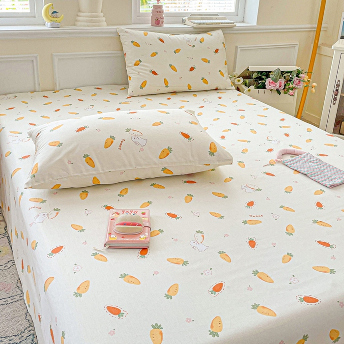 91家纺网 家纺一手货源 找家纺 卡普家居 2025新款全棉印花A版床单 萝卜蹲