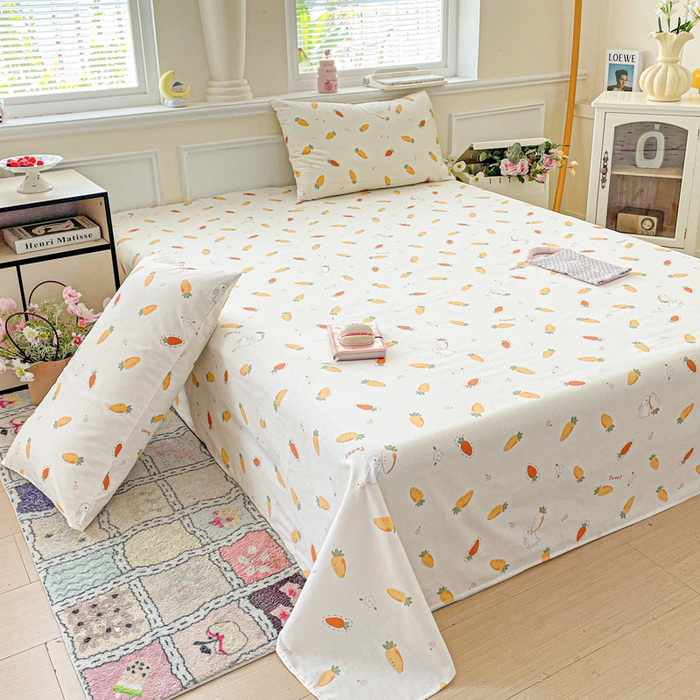 91家纺网 家纺一手货源 找家纺 卡普家居 2025新款全棉印花A版床单 萝卜蹲