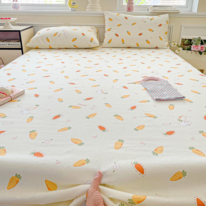 91家纺网 家纺一手货源 找家纺 卡普家居 2025新款全棉印花A版床单 萝卜蹲