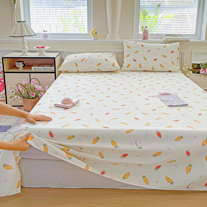 91家纺网 家纺一手货源 找家纺 卡普家居 2025新款全棉印花A版床单 萝卜蹲