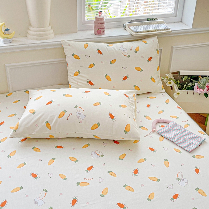 91家纺网 家纺一手货源 找家纺 卡普家居 2025新款全棉印花A版床单 萝卜蹲