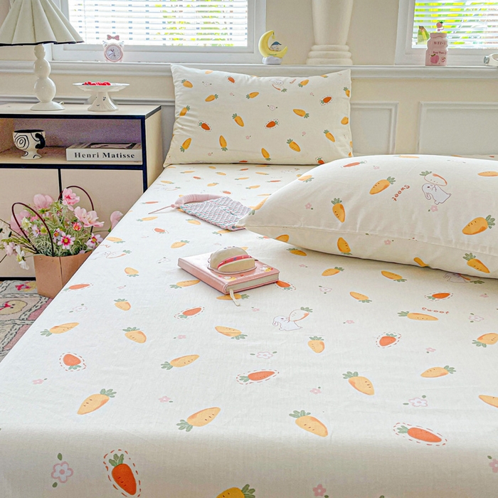 91家纺网 家纺一手货源 找家纺 卡普家居 2025新款全棉印花A版床单 萝卜蹲