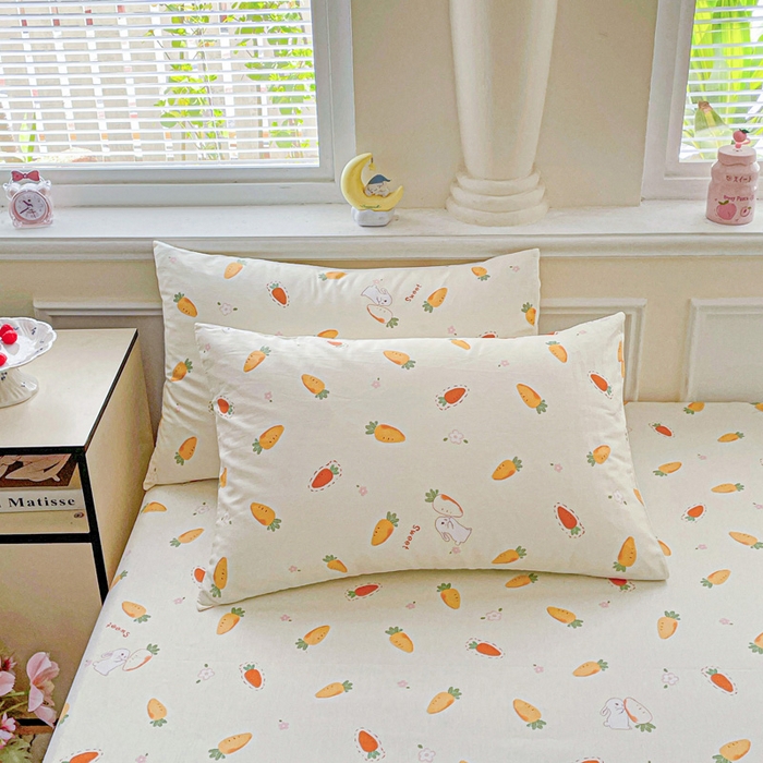 91家纺网 家纺一手货源 找家纺 卡普家居 2025新款全棉印花A版床单 萝卜蹲