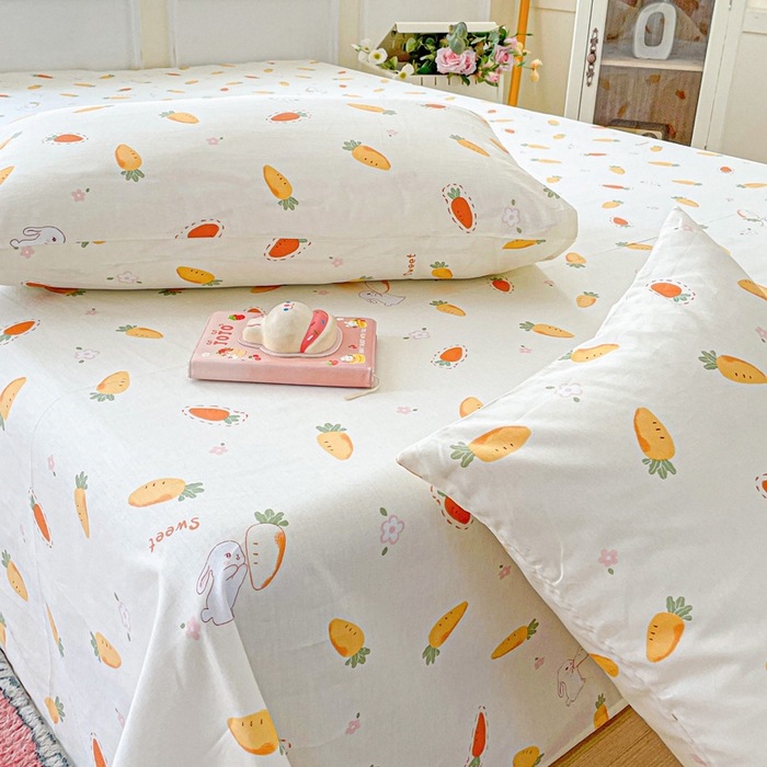 91家纺网 家纺一手货源 找家纺 卡普家居 2025新款全棉印花A版床单 萝卜蹲