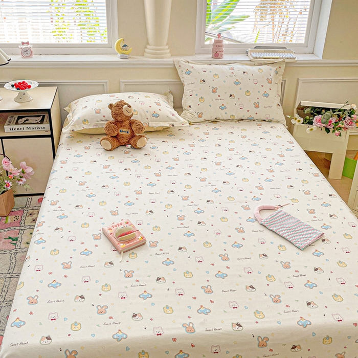 91家纺网 家纺一手货源 找家纺 卡普家居 2025新款全棉印花A版床单 萌宠国度