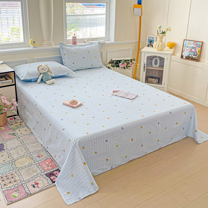 91家纺网 家纺一手货源 找家纺 卡普家居 2025新款全棉印花A版床单 小橘柑