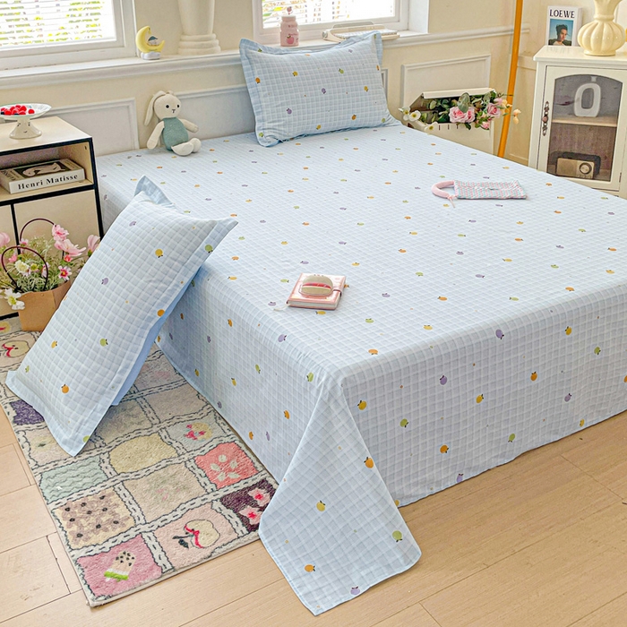 91家纺网 家纺一手货源 找家纺 卡普家居 2025新款全棉印花A版床单 小橘柑