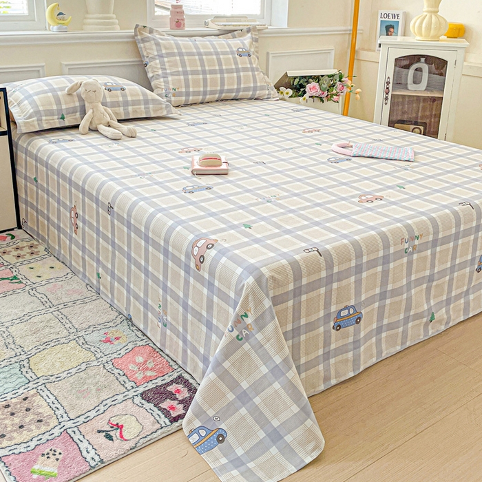 91家纺网 家纺一手货源 找家纺 卡普家居 2025新款全棉印花A版床单 小汽车