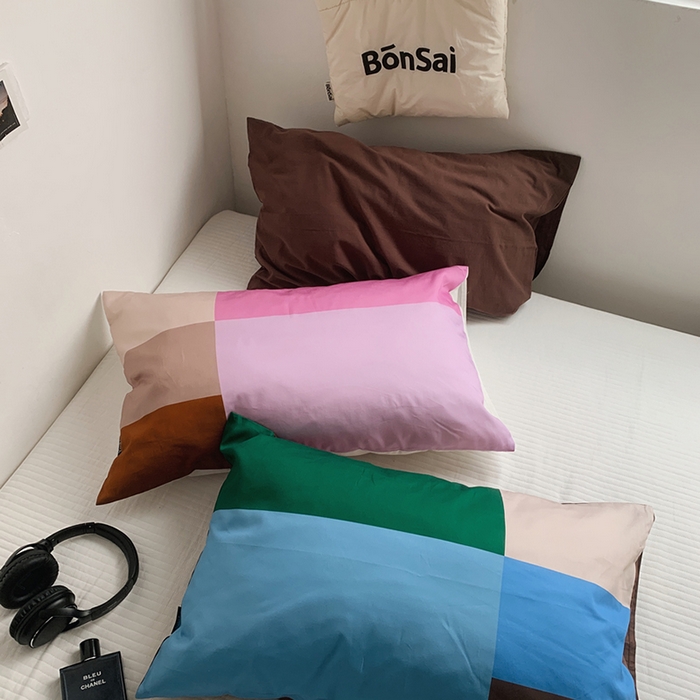 91家纺网 家纺一手货源 找家纺 柚可家居 2025新款40支13372多彩单枕套-枕套三 巧克力