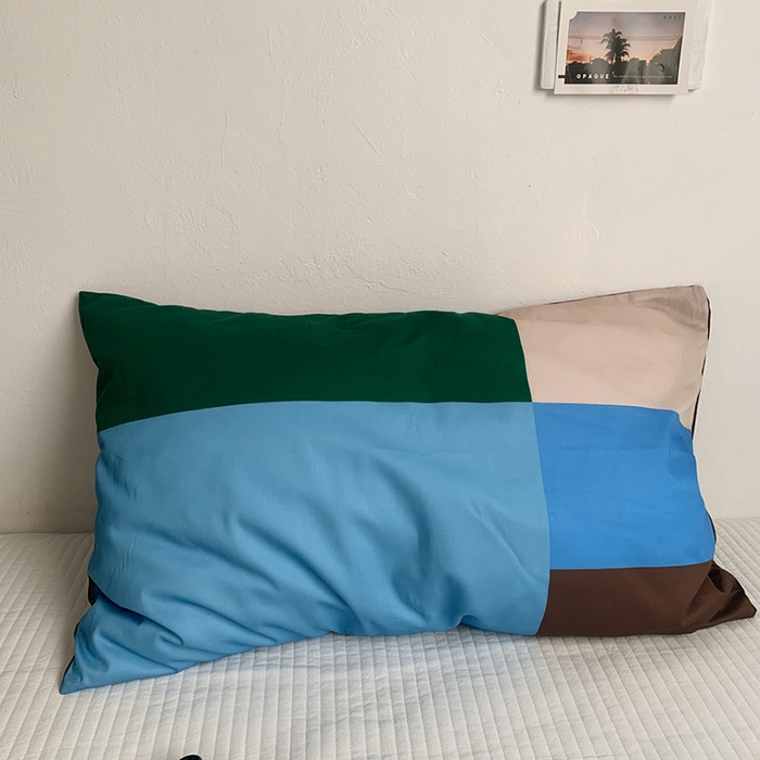 柚可家居 2025新款40支13372多彩单枕套-枕套三 蓝格