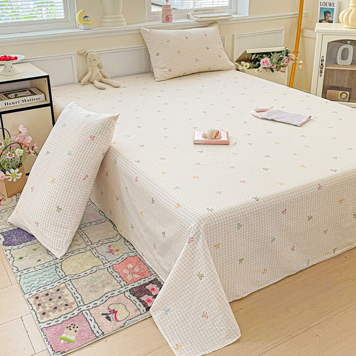 91家纺网 家纺一手货源 找家纺 卡普家居 2025新款全棉印花A版床单 友谊结