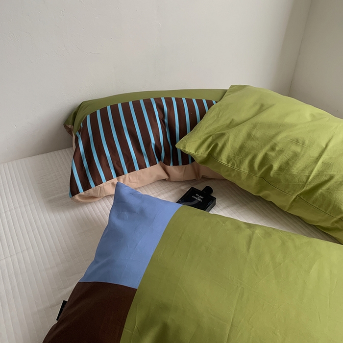 91家纺网 家纺一手货源 找家纺 柚可家居 2025新款40支13372多彩单枕套-枕套二 抹茶绿