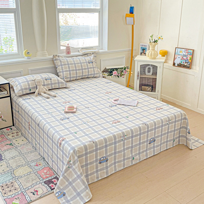 91家纺网 家纺一手货源 找家纺 卡普二店 2025新款全棉印花A版床单 小汽车