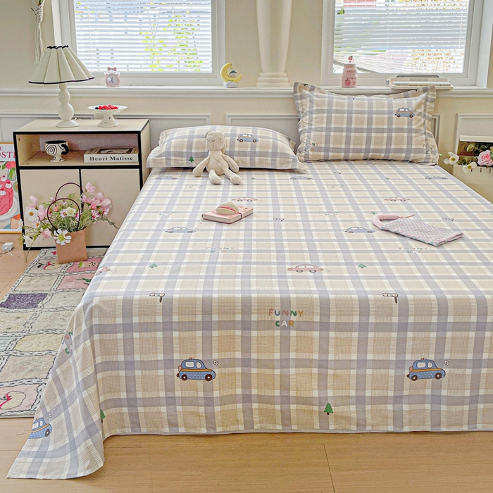 91家纺网 家纺一手货源 找家纺 卡普二店 2025新款全棉印花A版床单 小汽车