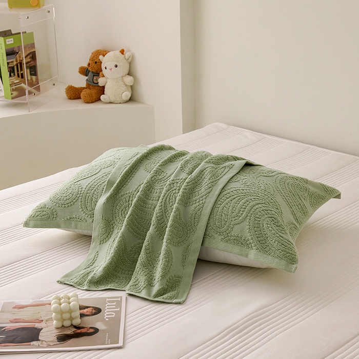 悦然毛巾被 2025新款全棉纯棉老式枕巾毛圈款 海派旧韵灰青