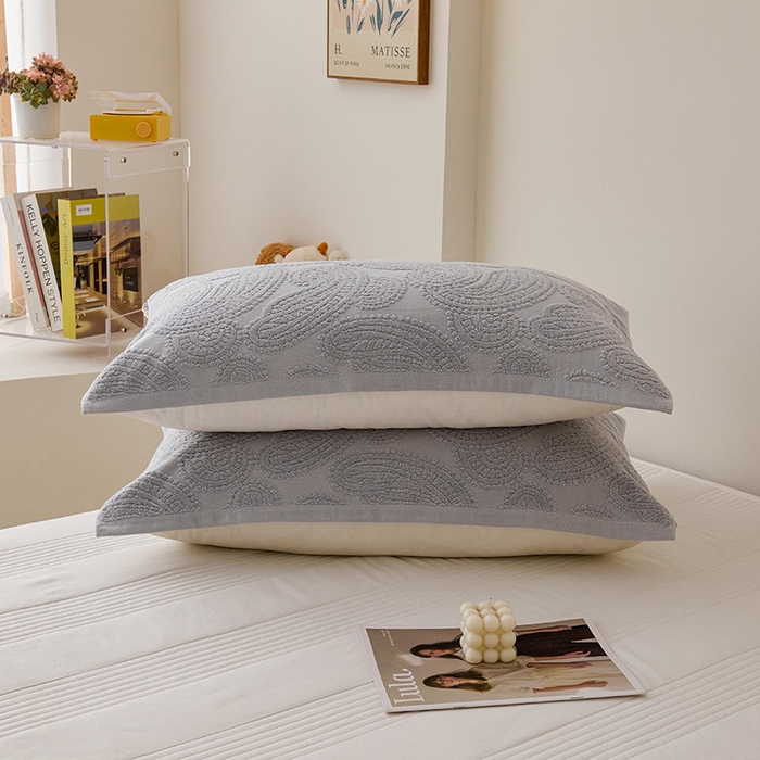 91家纺网 家纺一手货源 找家纺 悦然毛巾被 2025新款全棉纯棉老式枕巾毛圈款 海派旧韵浅灰