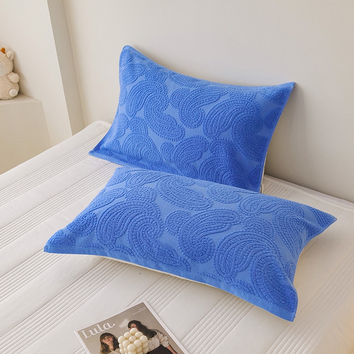 91家纺网 家纺一手货源 找家纺 悦然毛巾被 2025新款全棉纯棉老式枕巾毛圈款 海派旧韵深蓝