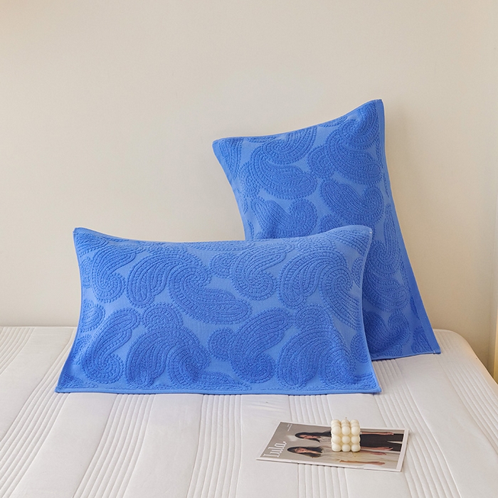 91家纺网 家纺一手货源 找家纺 悦然毛巾被 2025新款全棉纯棉老式枕巾毛圈款 海派旧韵深蓝