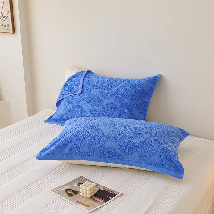 91家纺网 家纺一手货源 找家纺 悦然毛巾被 2025新款全棉纯棉老式枕巾毛圈款 海派旧韵深蓝