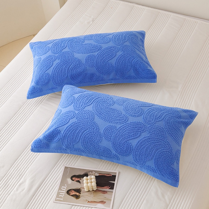 91家纺网 家纺一手货源 找家纺 悦然毛巾被 2025新款全棉纯棉老式枕巾毛圈款 海派旧韵深蓝