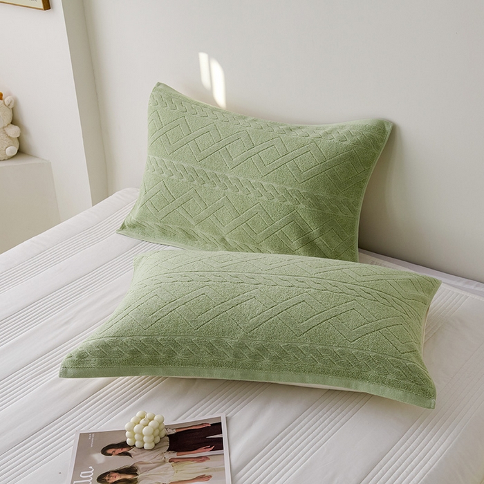 91家纺网 家纺一手货源 找家纺 悦然毛巾被 2025新款全棉纯棉老式枕巾毛圈款 旧时光灰青