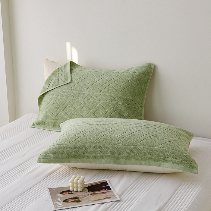 91家纺网 家纺一手货源 找家纺 悦然毛巾被 2025新款全棉纯棉老式枕巾毛圈款 旧时光灰青