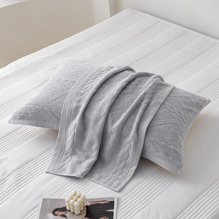 悦然毛巾被 2025新款全棉纯棉老式枕巾毛圈款 旧时光浅灰