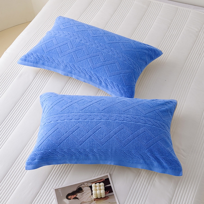 91家纺网 家纺一手货源 找家纺 悦然毛巾被 2025新款全棉纯棉老式枕巾毛圈款 旧时光深蓝