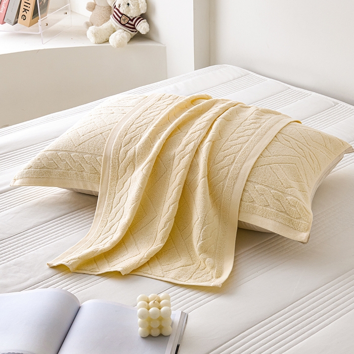 悦然毛巾被 2025新款全棉纯棉老式枕巾毛圈款 旧时光米白