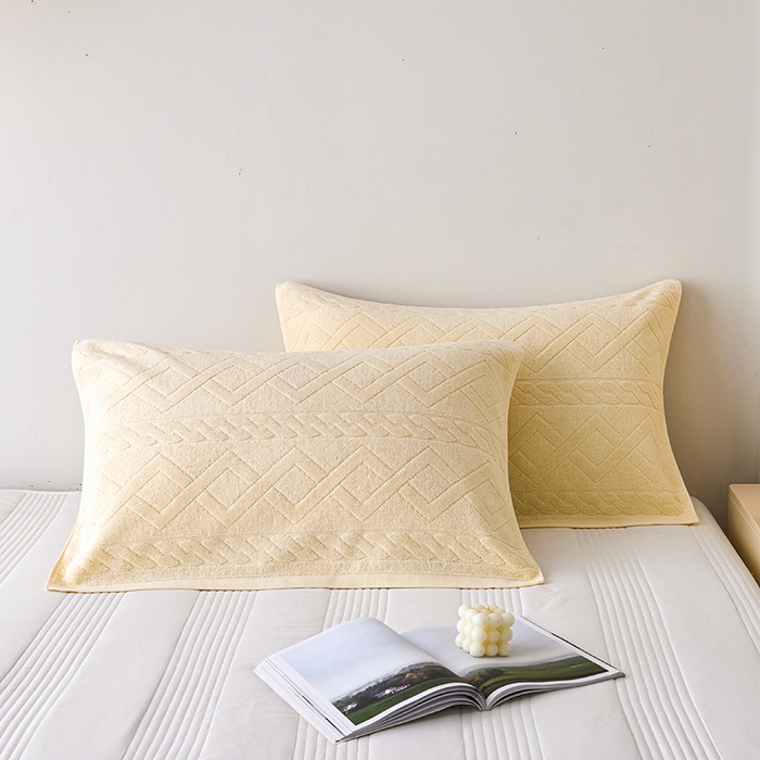 91家纺网 家纺一手货源 找家纺 悦然毛巾被 2025新款全棉纯棉老式枕巾毛圈款 旧时光米白