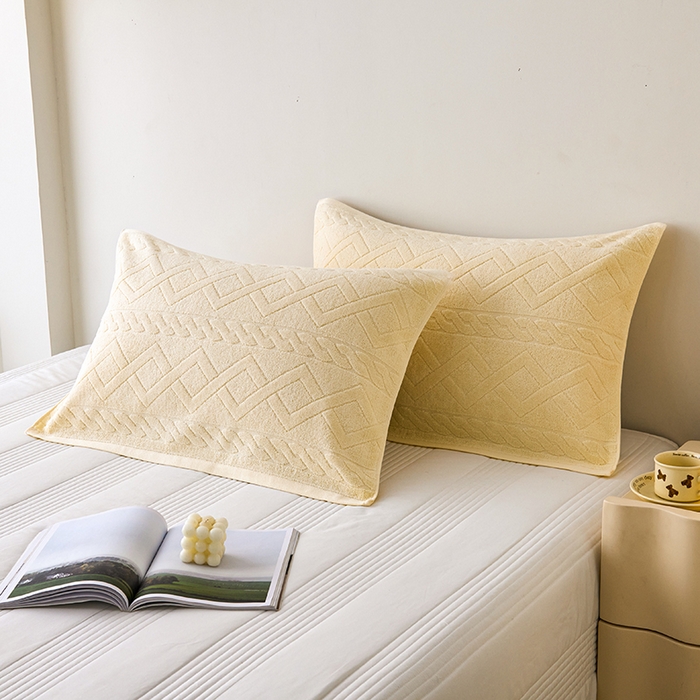 91家纺网 家纺一手货源 找家纺 悦然毛巾被 2025新款全棉纯棉老式枕巾毛圈款 旧时光米白