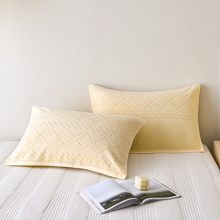 91家纺网 家纺一手货源 找家纺 悦然毛巾被 2025新款全棉纯棉老式枕巾毛圈款 旧时光米白