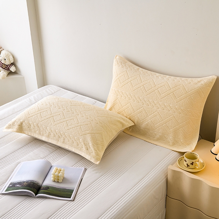 91家纺网 家纺一手货源 找家纺 悦然毛巾被 2025新款全棉纯棉老式枕巾毛圈款 旧时光米白